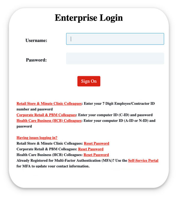 Page with fields for username and password, and various instructions for users on accessing and managing their accounts.